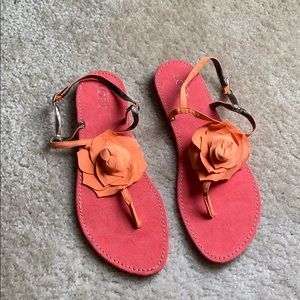 NEW Loft pink/orange flower sandals!